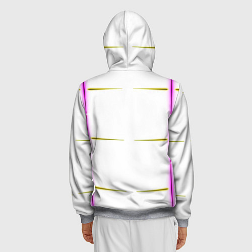 Мужская толстовка на молнии Color white pink yellow stripes / 3D-Меланж – фото 4