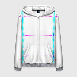 Толстовка 3D на молнии мужская Color white blue pink stripes, цвет: 3D-меланж