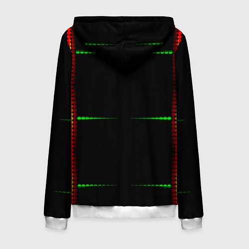 Мужская толстовка на молнии Color black green orange stripes / 3D-Белый – фото 2
