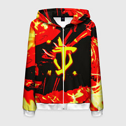 Толстовка 3D на молнии мужская Doom огненный, цвет: 3D-белый