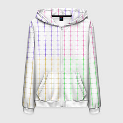 Толстовка 3D на молнии мужская Color white multicolored stripes, цвет: 3D-белый