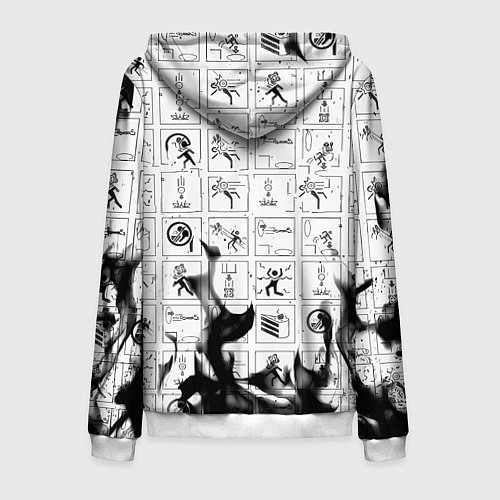 Мужская толстовка на молнии Doom x portal fire / 3D-Белый – фото 2