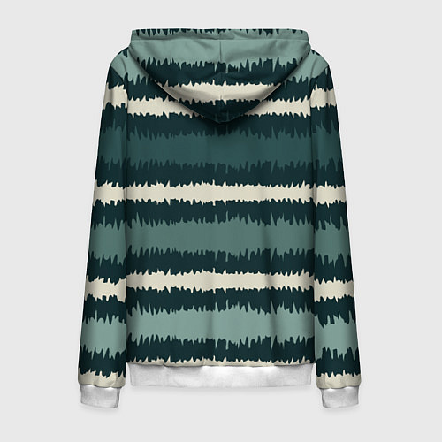 Мужская толстовка на молнии Полосы зигзагообразные зеленые / 3D-Белый – фото 2