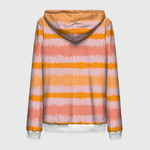 Мужская толстовка на молнии Полосы зигзагообразные оранжево-розовые / 3D-Белый – фото 2
