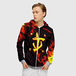 Толстовка 3D на молнии мужская Doom огненные искры, цвет: 3D-меланж — фото 2