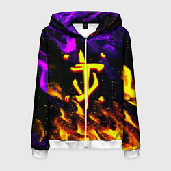 Толстовка 3D на молнии мужская Doom огненный стиль, цвет: 3D-белый