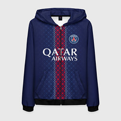 Толстовка 3D на молнии мужская ПСЖ домашняя форма 25 26, цвет: 3D-черный