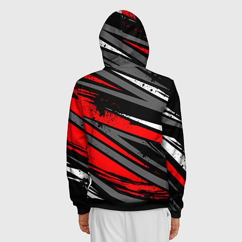 Мужская толстовка на молнии Umbrella - red lines / 3D-Черный – фото 4