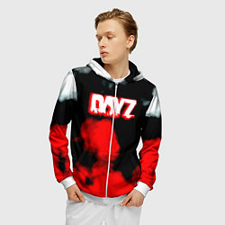 Толстовка 3D на молнии мужская Dayz дым текстура, цвет: 3D-белый — фото 2