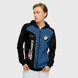 Толстовка 3D на молнии мужская BMW Performance Power, цвет: 3D-черный — фото 2