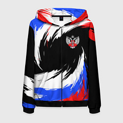 Толстовка 3D на молнии мужская Федерация бокса РФ - краска, цвет: 3D-черный