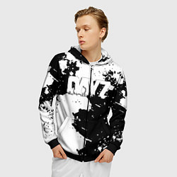 Толстовка 3D на молнии мужская Dayz Брызги красок черно белый, цвет: 3D-черный — фото 2
