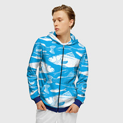 Толстовка 3D на молнии мужская Рыбы в голубой воде, цвет: 3D-синий — фото 2