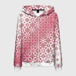 Толстовка 3D на молнии мужская Звездная россыпь-розовый, цвет: 3D-белый