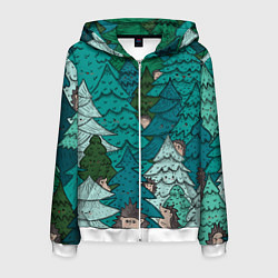 Мужская толстовка на молнии Ежи в еловом лесу