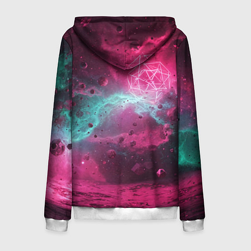 Мужская толстовка на молнии Космическая абстракция с геометрическими фигурами / 3D-Белый – фото 2