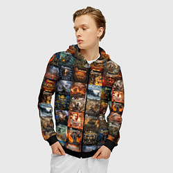 Толстовка 3D на молнии мужская Sabaton - обложки альбомов и песен, цвет: 3D-черный — фото 2