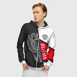 Толстовка 3D на молнии мужская Герб России, цвет: 3D-белый — фото 2