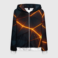 Толстовка 3D на молнии мужская Оранжевые геометрические лучи, цвет: 3D-белый