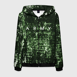 Толстовка 3D на молнии мужская Армия на защитном цвете, цвет: 3D-черный