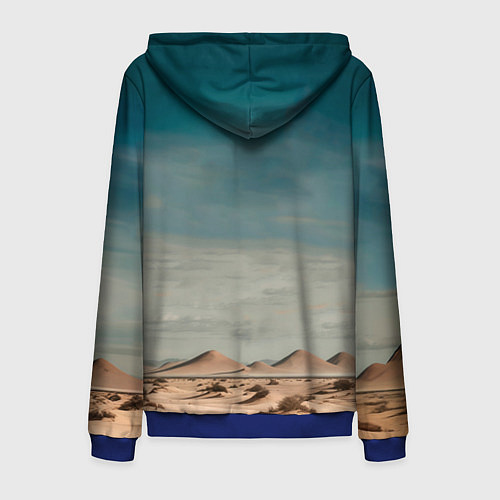 Мужская толстовка на молнии Задумчивый слон: пустыня / 3D-Синий – фото 2