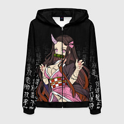 Толстовка 3D на молнии мужская Клинок, рассекающий демонов, Незуко Комадо, цвет: 3D-черный
