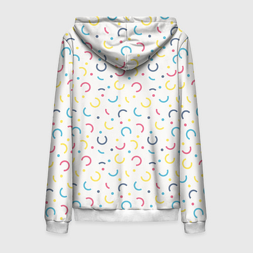 Мужская толстовка на молнии Цветные точки и дуги на белом / 3D-Белый – фото 2