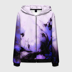 Толстовка 3D на молнии мужская Взрывной индиго светлый, цвет: 3D-черный