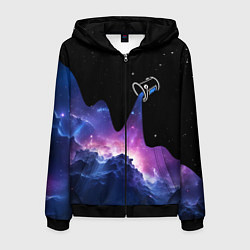 Толстовка 3D на молнии мужская Потеки космической краски, цвет: 3D-черный