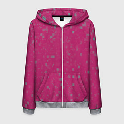 Толстовка 3D на молнии мужская Color pink brown squares, цвет: 3D-меланж