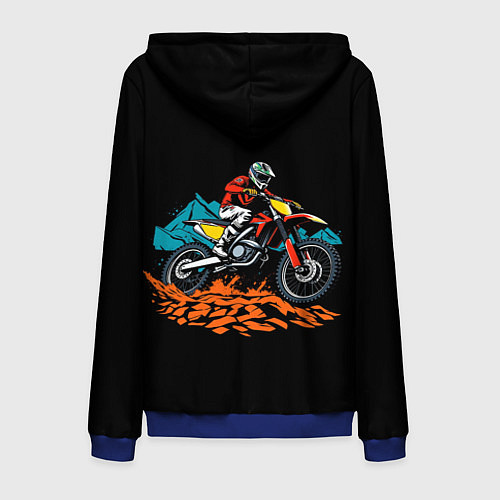 Мужская толстовка на молнии Motocross mountains / 3D-Синий – фото 2