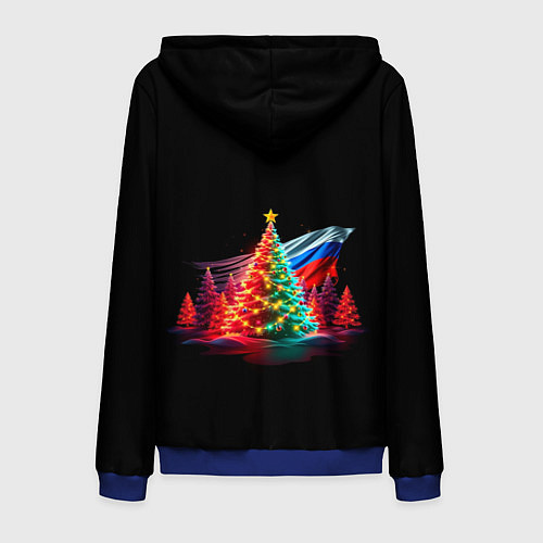 Мужская толстовка на молнии Ёлочные чудеса / 3D-Синий – фото 2