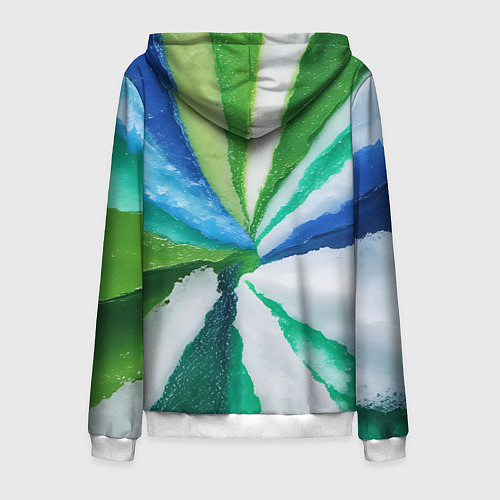 Мужская толстовка на молнии Радуга цветов мальдивских островов / 3D-Белый – фото 2
