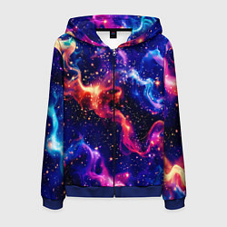 Толстовка 3D на молнии мужская Волшебная космическая дымка со звёздами, цвет: 3D-синий