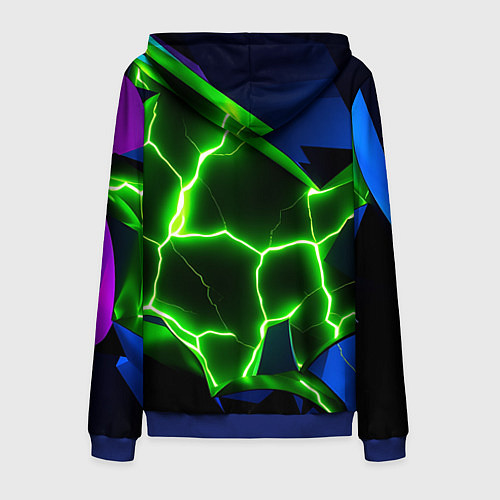 Мужская толстовка на молнии Neon green glow / 3D-Синий – фото 2