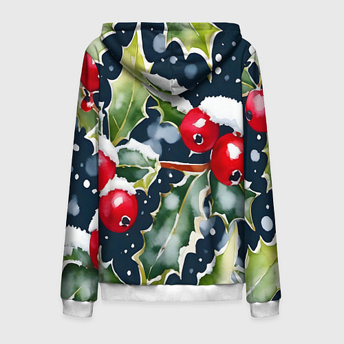 Мужская толстовка на молнии Зимний остролист / 3D-Белый – фото 2