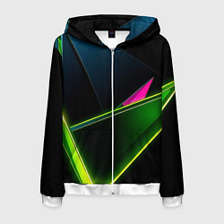 Толстовка 3D на молнии мужская Неоновое освещение, цвет: 3D-белый