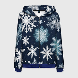 Толстовка 3D на молнии мужская Снежное небо, цвет: 3D-синий