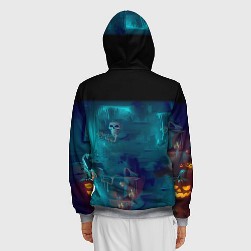 Мужская толстовка на молнии Rick with Morty - halloween night / 3D-Меланж – фото 4
