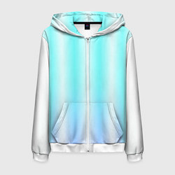 Толстовка 3D на молнии мужская Neon white blue lines, цвет: 3D-белый