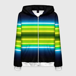 Толстовка 3D на молнии мужская Neon multicolored lines, цвет: 3D-белый