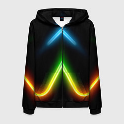 Толстовка 3D на молнии мужская Neon multicolored lines, цвет: 3D-черный