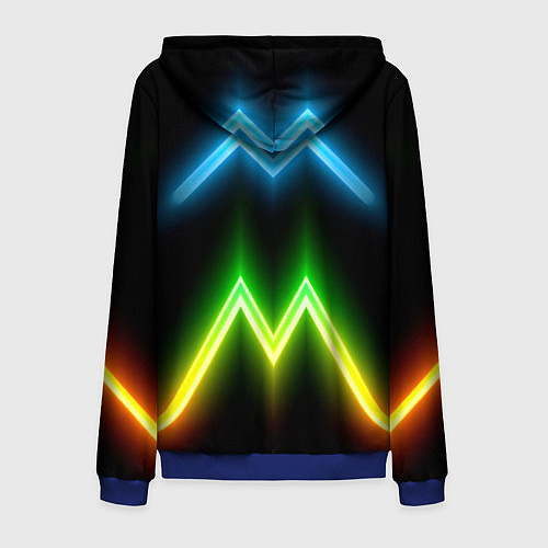 Мужская толстовка на молнии Neon multicolored lines / 3D-Синий – фото 2