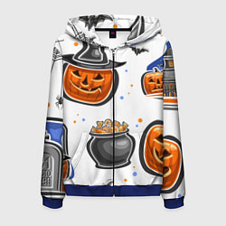 Толстовка 3D на молнии мужская Дух хэллоуина, цвет: 3D-синий