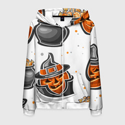 Толстовка 3D на молнии мужская Candy halloween, цвет: 3D-белый