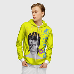 Толстовка 3D на молнии мужская David Bowie 1973, цвет: 3D-белый — фото 2