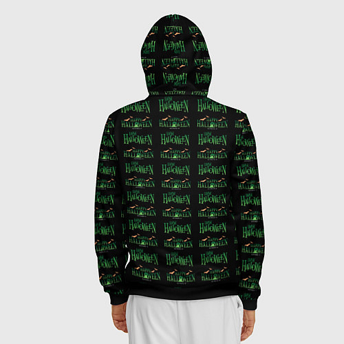 Мужская толстовка на молнии Halloween pattern / 3D-Черный – фото 4