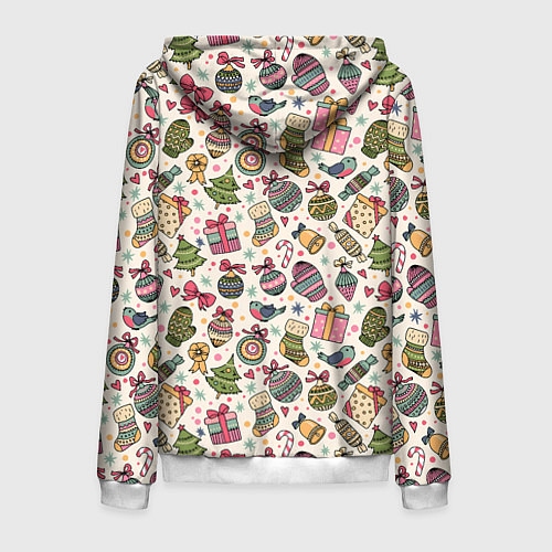 Мужская толстовка на молнии Новогодний паттерн / 3D-Белый – фото 2