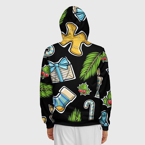 Мужская толстовка на молнии Christmas soul / 3D-Черный – фото 4