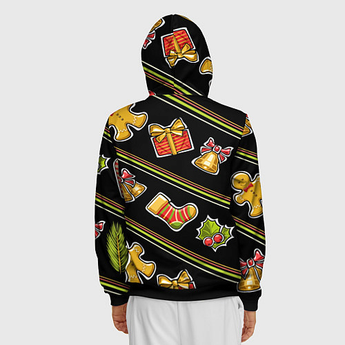 Мужская толстовка на молнии Рождественский дух / 3D-Черный – фото 4
